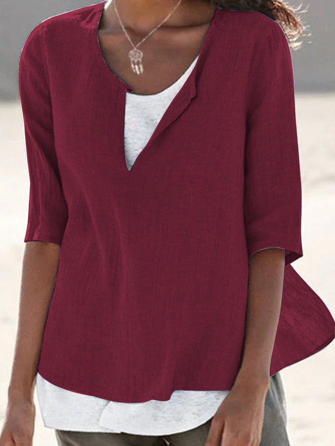 Comfortabel dames V-hals shirt in roze, perfect voor een casual, stijlvolle look.