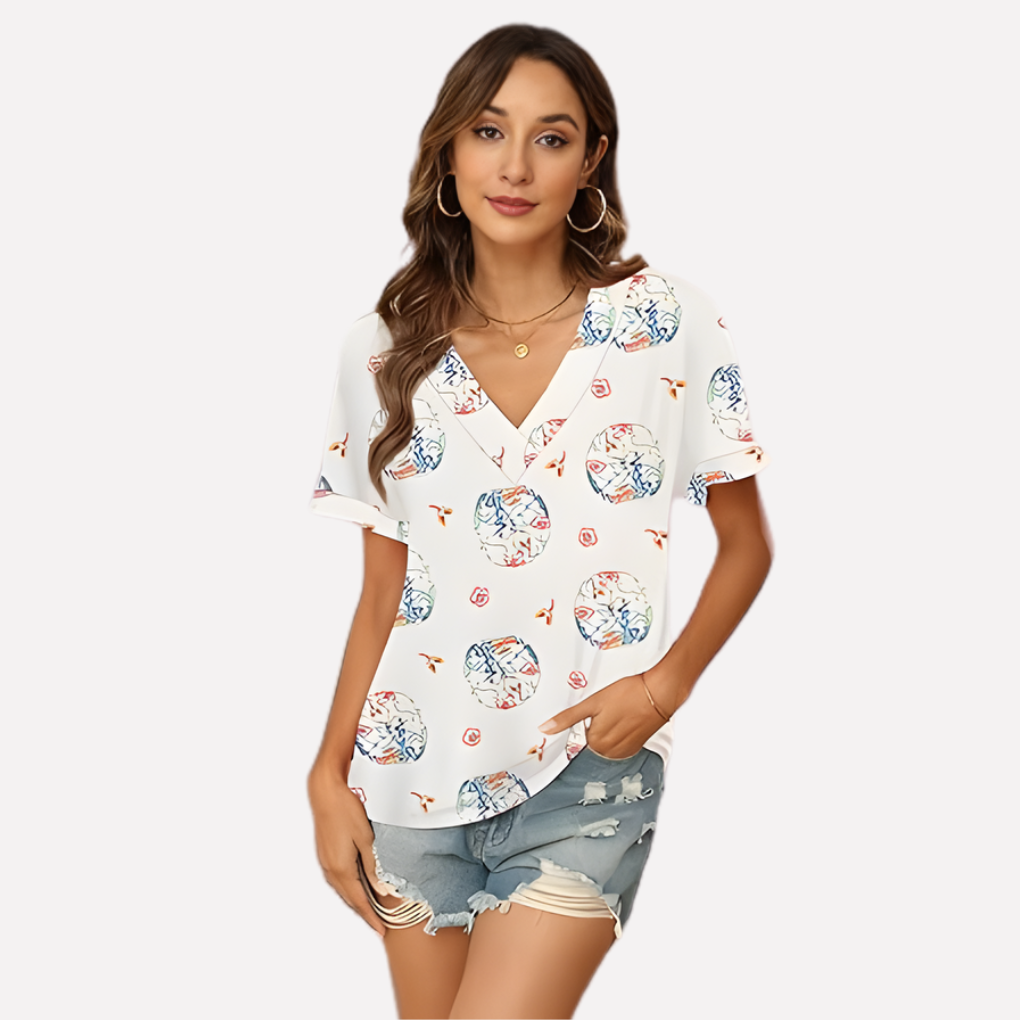 Zwart V-hals T-shirt dames, modieus en comfortabel, een must-have voor elke casual garderobe.