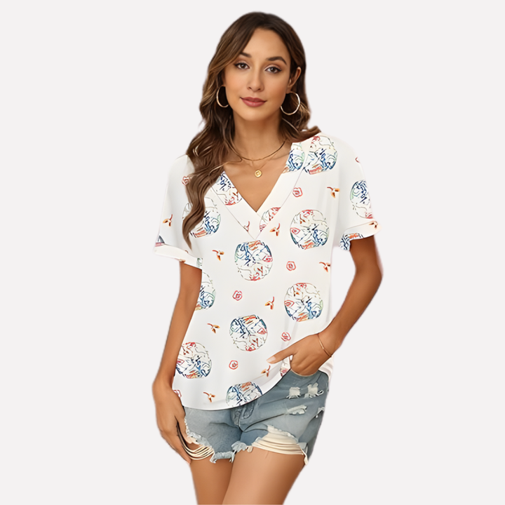 Zwart V-hals T-shirt dames, modieus en comfortabel, een must-have voor elke casual garderobe.
