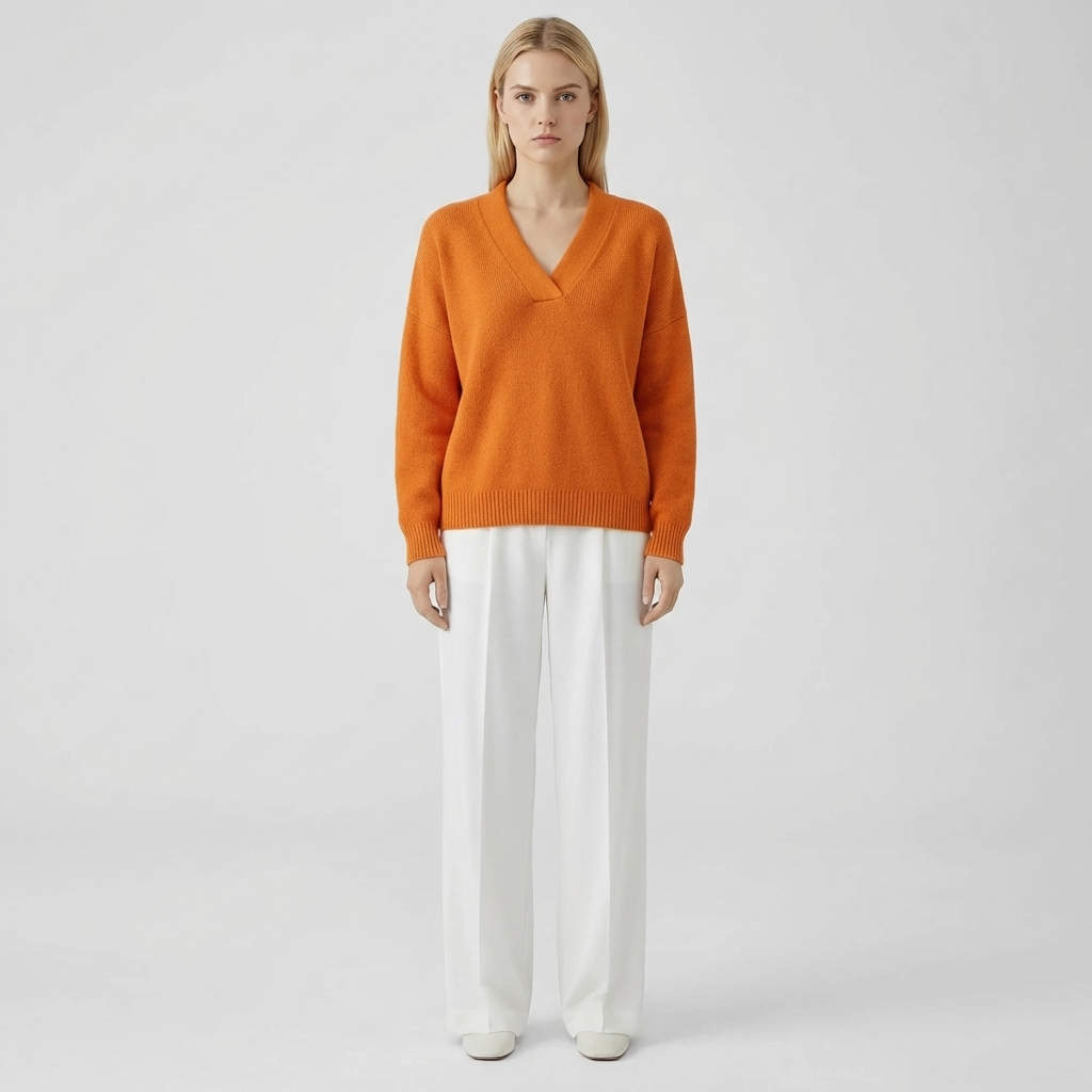Dames V-hals top met moderne pasvorm, perfect voor een stijlvolle dagelijkse look.