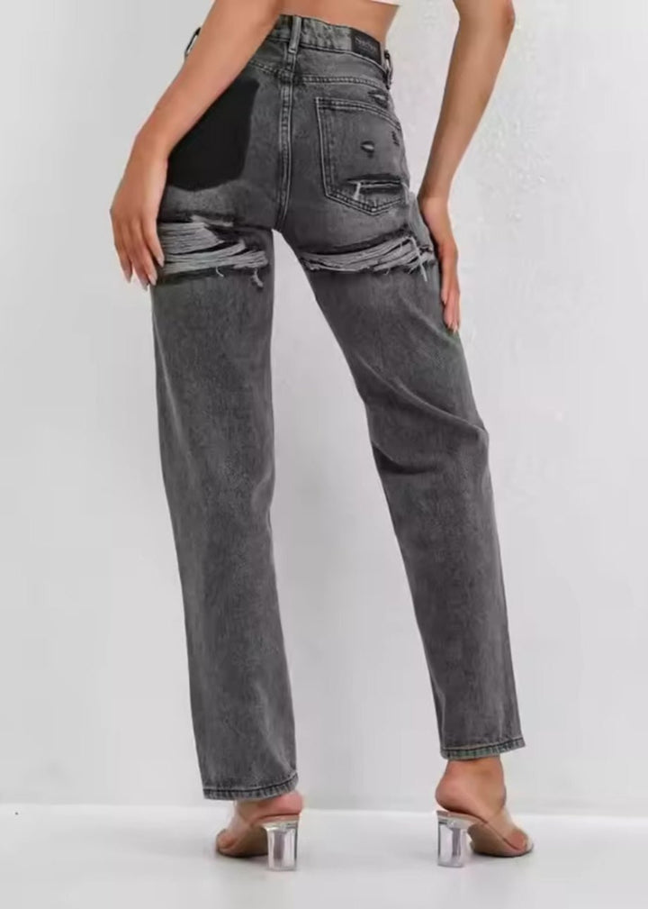 Lumi spijkerbroek dames, met opvallende ripped details, voor een unieke vintage look.