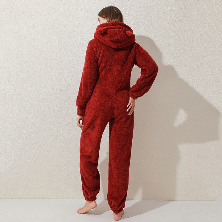 Cosy dames jumpsuit, warme loungewear met lange mouwen, ideaal als winter pyjama.