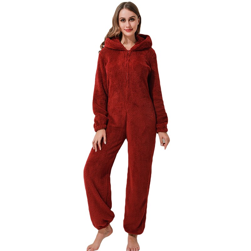 Comfortabele dames loungewear jumpsuit, zachte lange mouw pyjama voor koude winterdagen thuis.