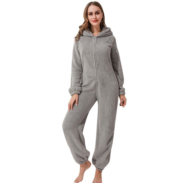 Dames one-piece jumpsuit, zachte en warme winterkleding voor thuis en ontspanning.