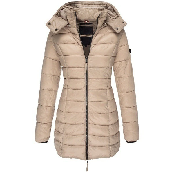 Stijlvolle dames winterjas, comfortabel en effen. Ideaal voor een elegante look tijdens de winter.
