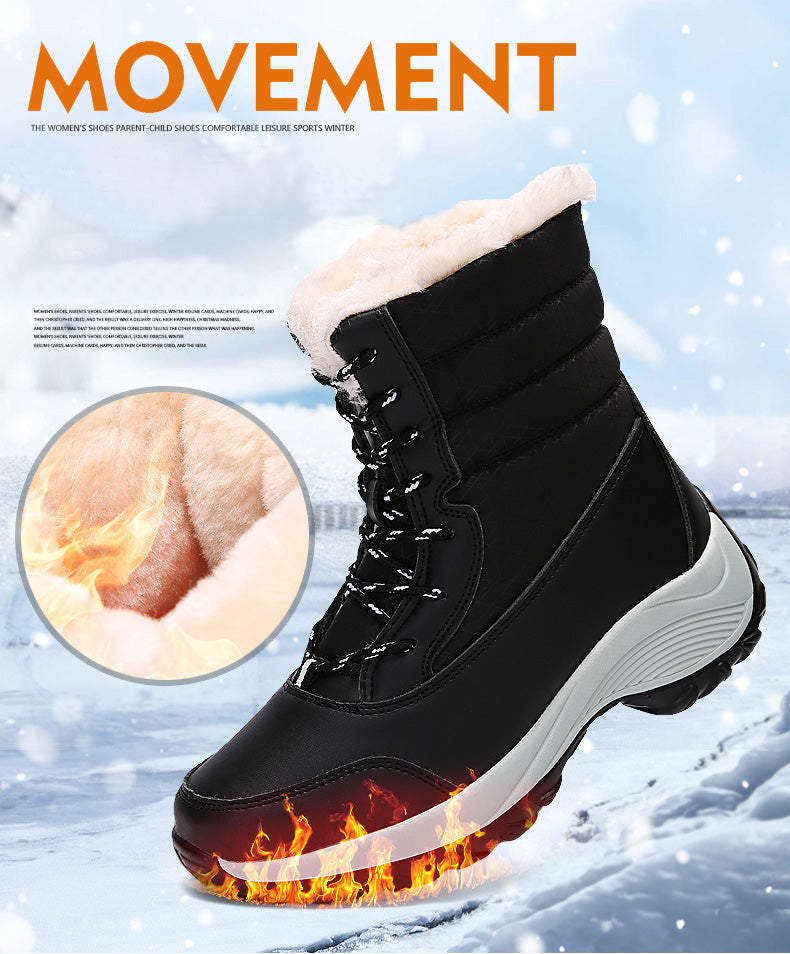 Elegante dames winterlaarzen van PU leer, warm gevoerd en comfortabel voor winterse avonturen.