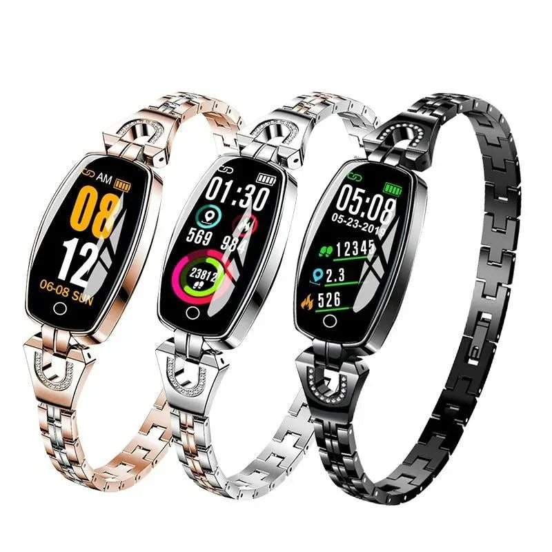 Dames waterdichte fitness armband met hartslagmeter en bloeddrukmeter voor actieve vrouwen.