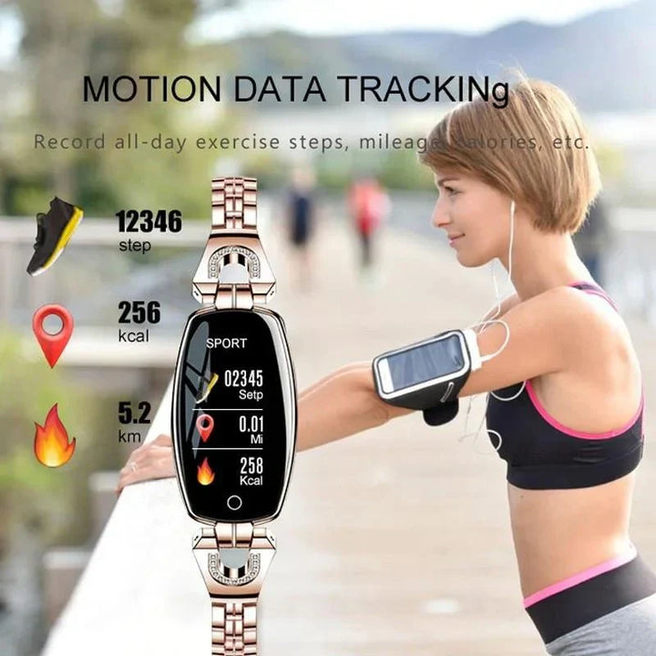 All-in-one dames fitness armband: waterdicht, hartslag, bloeddruk, slaap en activiteitstracker.