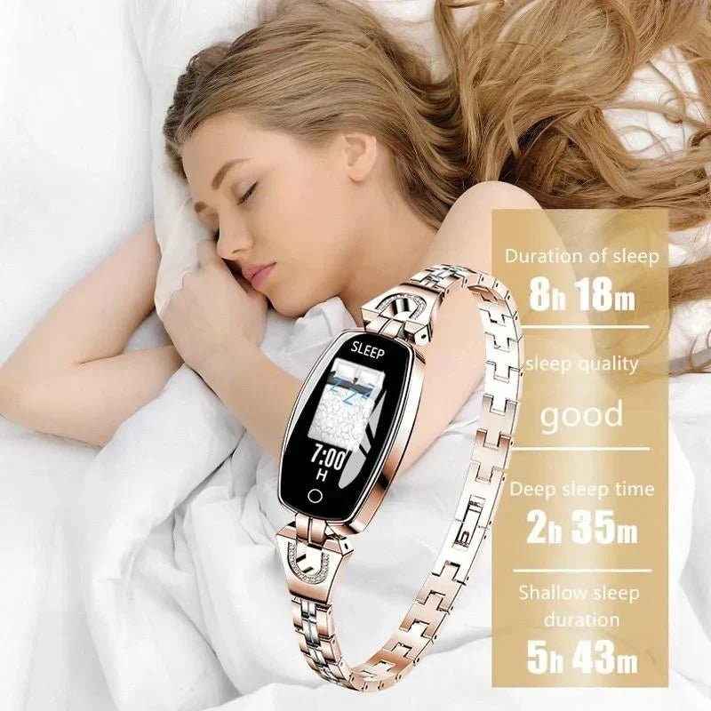 Modern design: Dames waterdichte fitness armband met helder display en hartslagmeting.