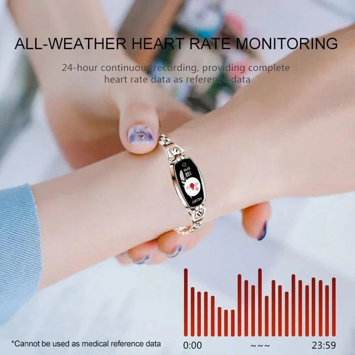 Stijlvolle dames fitness armband voor een gezonde levensstijl, met hartslag- en slaaptracker.
