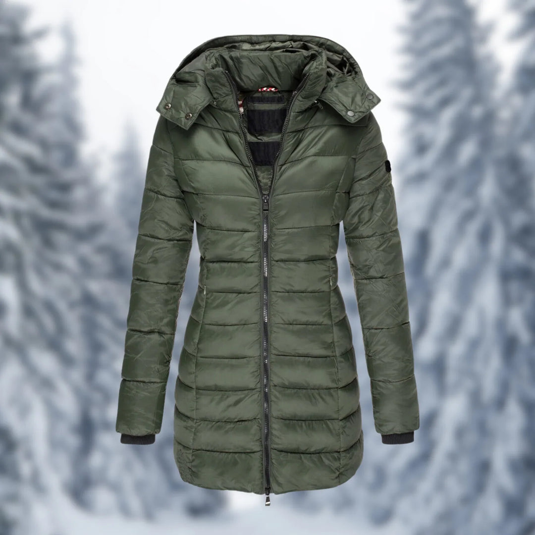 Elegante dames winterjas, waterdicht en winddicht, een modieuze keuze voor de moderne vrouw.