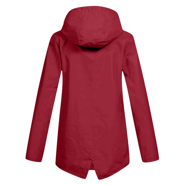 Elegante waterdichte dames tussenjas met capuchon en rits. Perfect voor een stijlvolle, weerbestendige look.