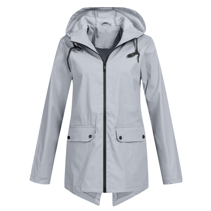 Stijlvolle zwarte waterdichte capuchonjas voor dames. Met rits, ideaal als dagelijkse lentajas.