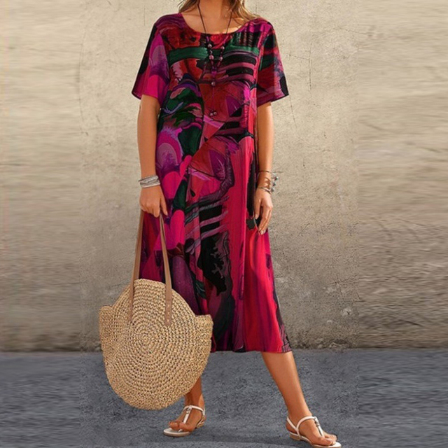 Ademende Ysée zomerjurk voor dames, losse pasvorm. Gemaakt van comfortabel katoen/viscose, perfect voor de zomer.