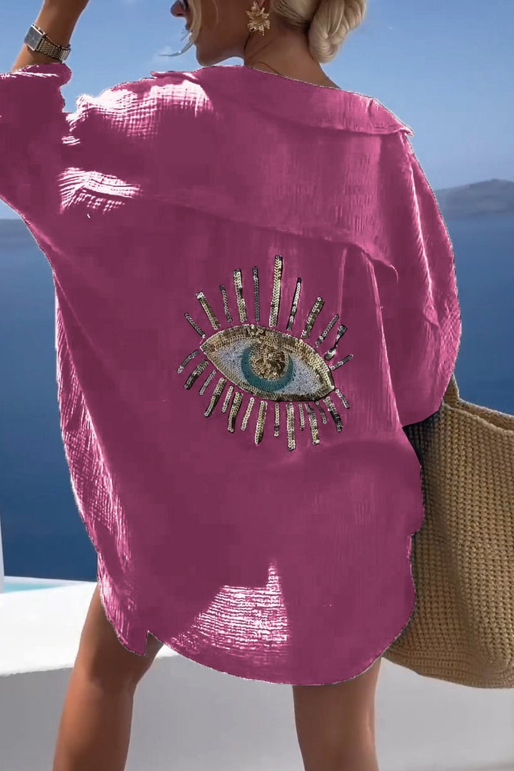 Casual chic Serena zomer tuniek voor dames. Met versierde achterkant, V-hals en luchtig design.