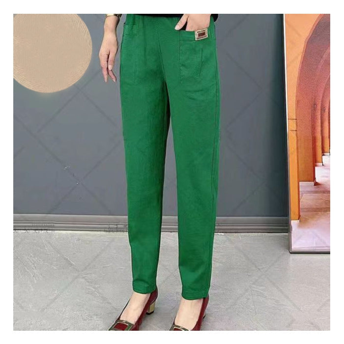 Linnea dames zomerbroek van ademend katoen met rechte pasvorm en elastische taille. Perfecte vakantiebroek.