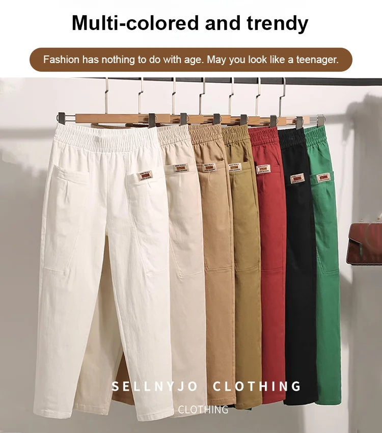 Dames zomerbroek Linnea met elastische tailleband en rechte pasvorm. Comfortabele en relaxte dameskleding.