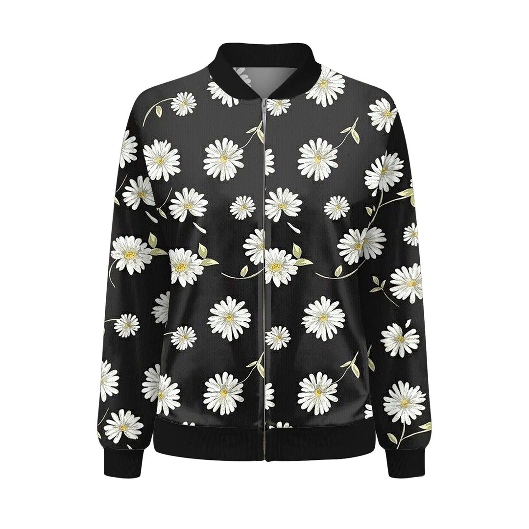 Lichtgewicht dames zomerjas met fijne bloemenprint en ritssluiting, ideaal voor voorjaar en zomer.
