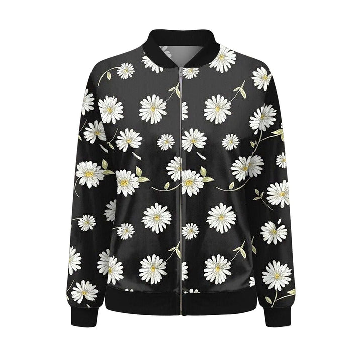 Lichtgewicht dames zomerjas met fijne bloemenprint en ritssluiting, ideaal voor voorjaar en zomer.