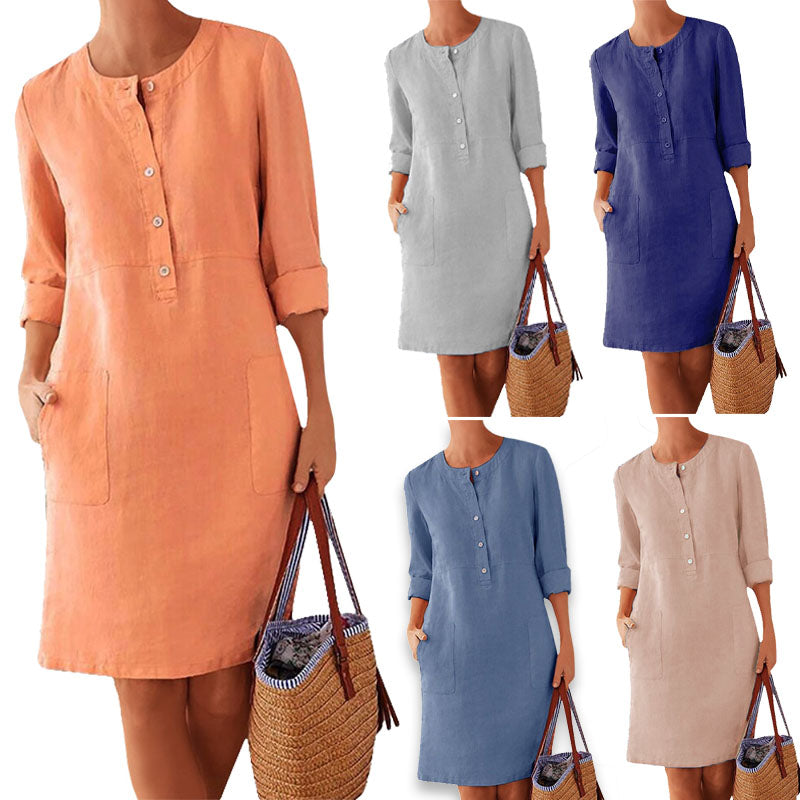 Adelle™ zomerjurk, luchtige en elegante midi jurk. Ideaal als strandjurk of stijlvolle vrouwenmode.