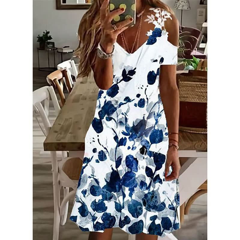 FlowerDress™ zomerjurk: comfortabele damesjurk met elegant bloemenpatroon en korte mouwen.