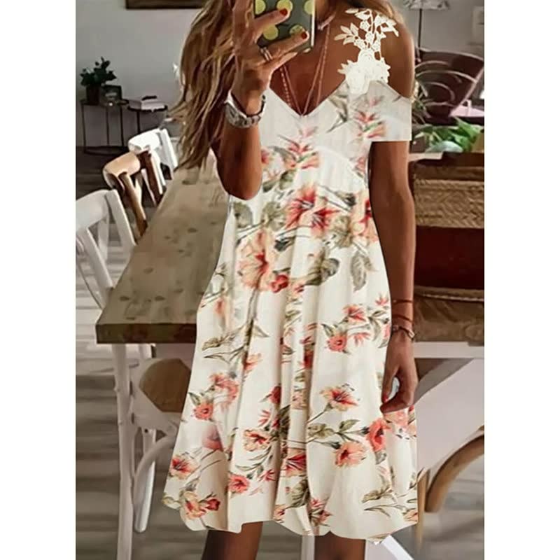 Trendy FlowerDress™ dames zomerjurk met modern bloemenpatroon, elegant en comfortabel.