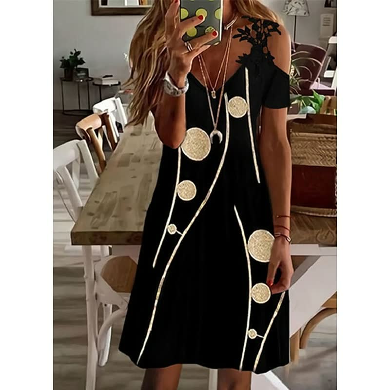 Dames zomerjurk FlowerDress™ met elegant bloemendesign, korte mouwen en comfortabele pasvorm.