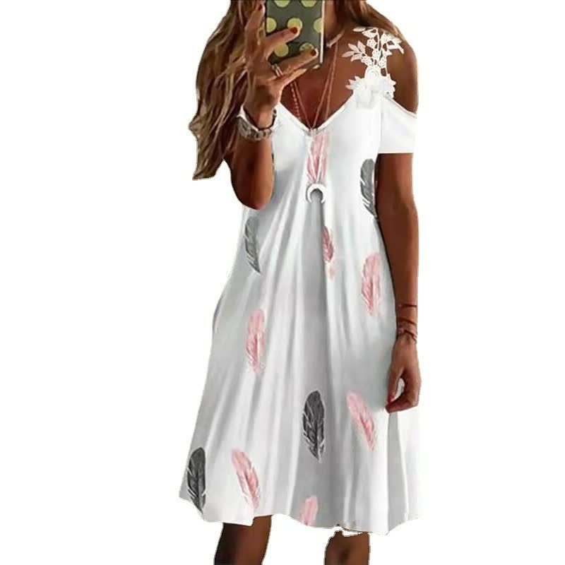 FlowerDress™: elegante zomerjurk voor dames met comfortabele pasvorm, korte mouwen en bloemenprint.
