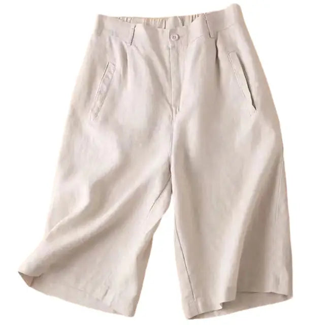 Comfortabele dames zomershorts Elvira van ademend linnen-katoen. Ideaal voor casual zomerse dagen en vakantie.