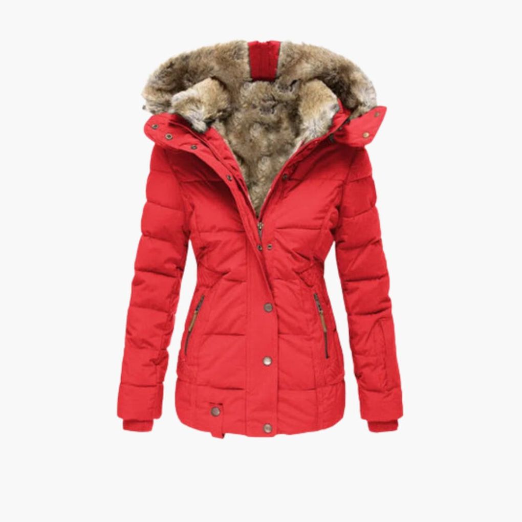 Modieus damesjack met verstelbare taille voor flatterende pasvorm; geëmbosseerde textuur voegt elegantie toe.