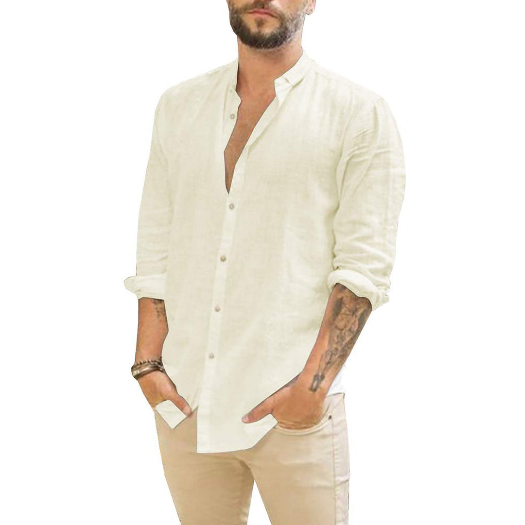 Stijlvol effen heren overhemd met lange mouwen, perfect voor casual en zakelijke lente/zomer looks.