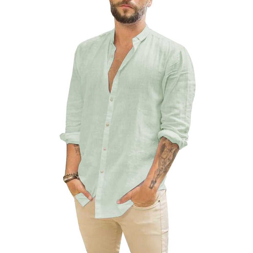 Veelzijdig effen heren shirt met lange mouwen, ideaal voor zowel casual als geklede gelegenheden, comfortabel.