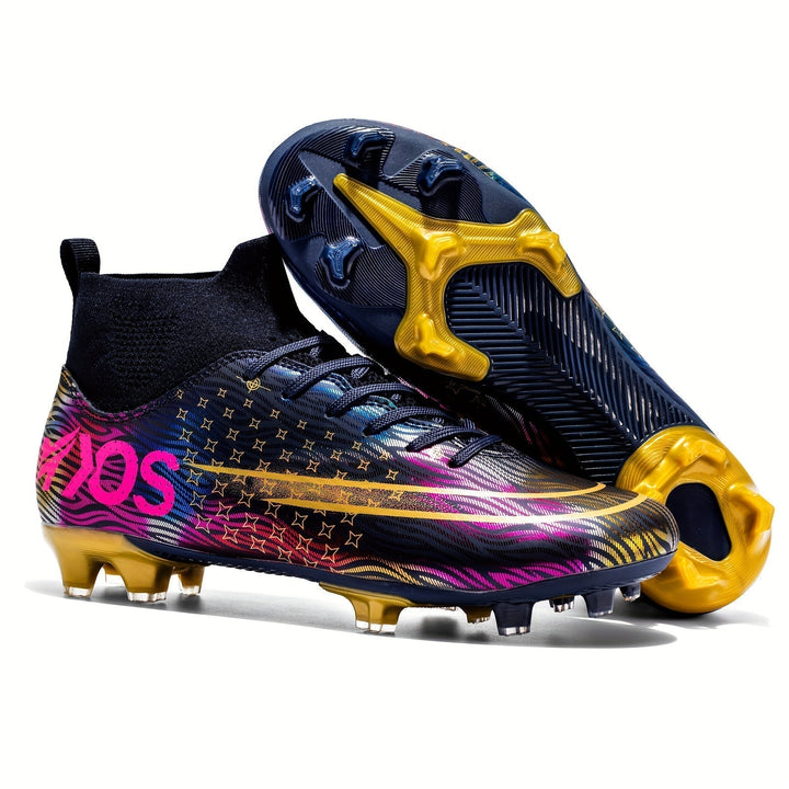 Zijaanzicht van de Dario heren voetbalschoenen, toont het gestroomlijnde ontwerp en de enkelondersteuning.
