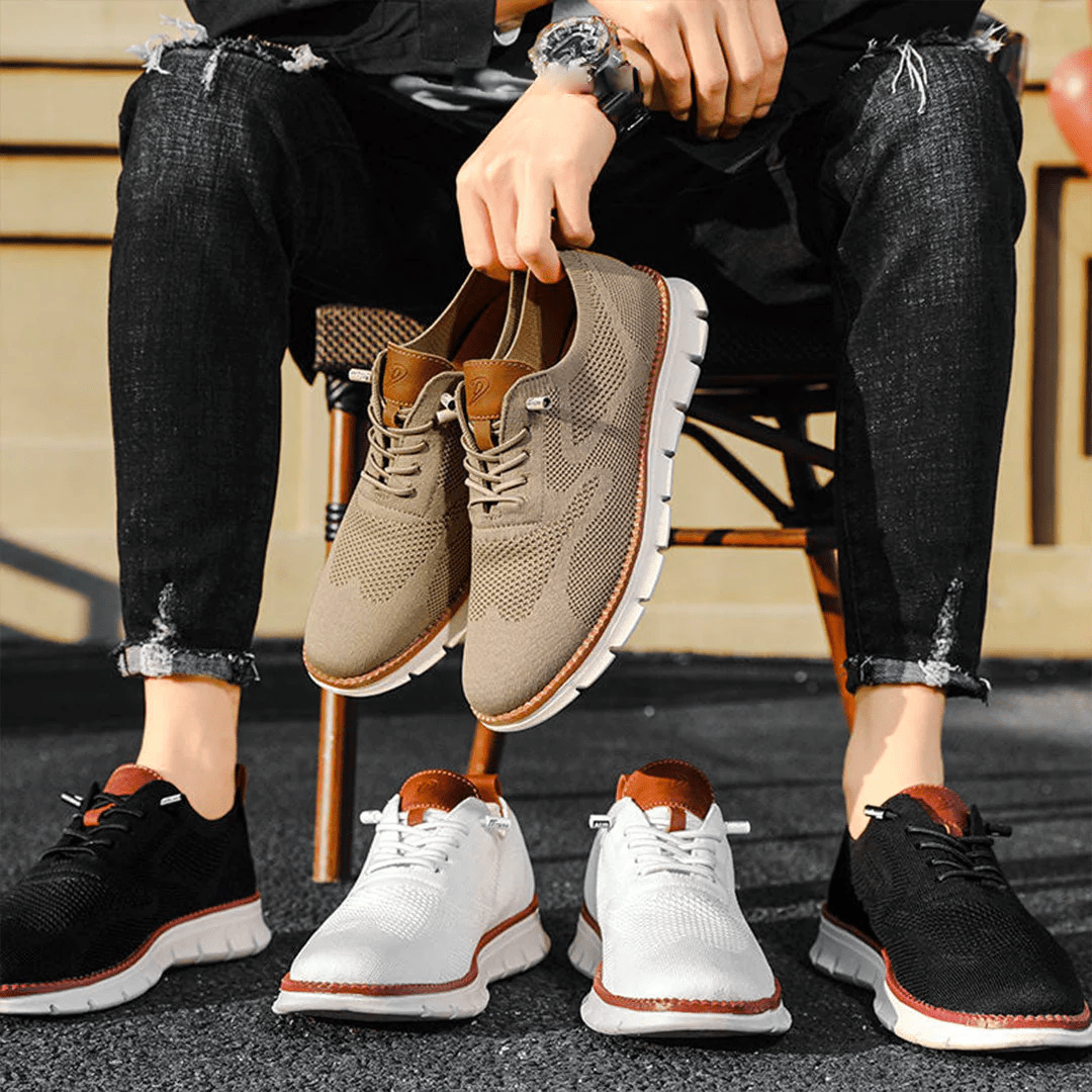 Groene en beige herensneakers, een combinatie van kleuren voor een moderne, comfortabele look.