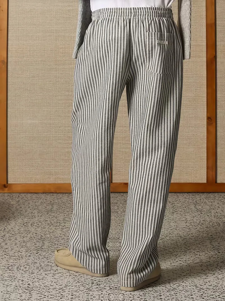Heren brede fit joggers met gestreept patroon en comfortabele elastische taille