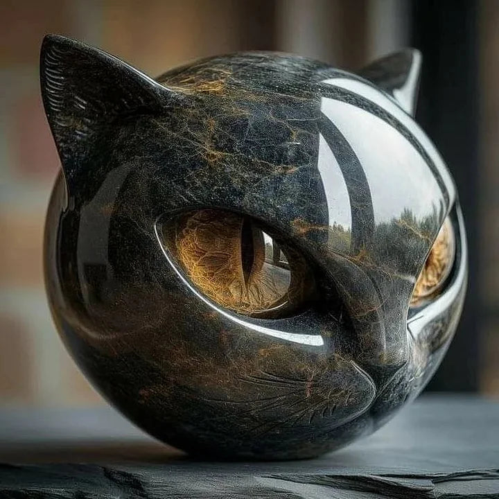 Elegant kunstbeeldje van een kattenhoofd, modern design en een unieke toevoeging aan je interieur.