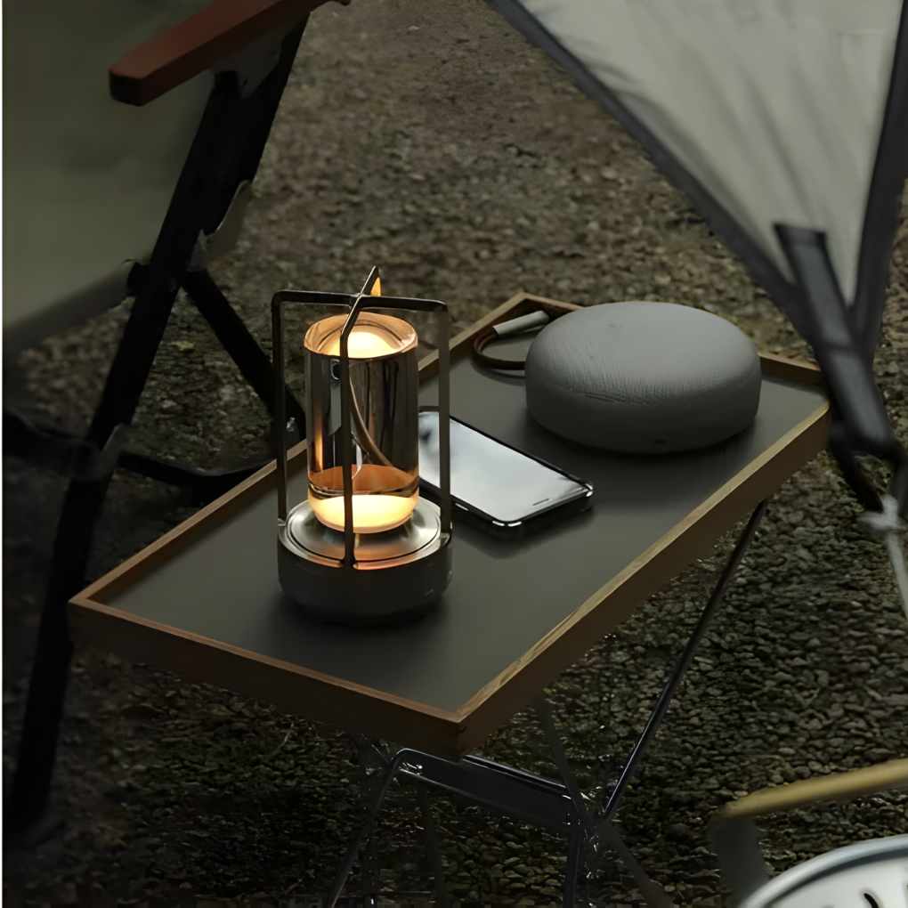Decoratieve draadloze LED-lantaarn, kristallen tafellamp met sfeerlicht, scandinavische stijl.