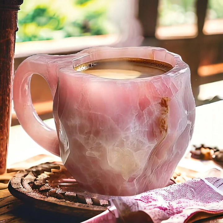 Elegante kristallen koffiemok met mineraal, ideaal als decoratief cadeau en drinkware.