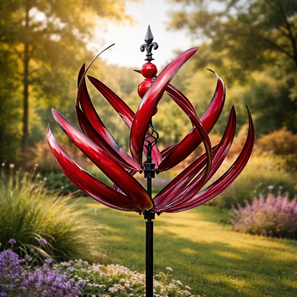 Tuindecoratie windvaan, elegant en weerbestendig. Kleurrijk lotus ornament voor dak of tuin buiten.