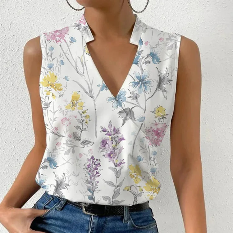 Luchtige mouwloze zomertop voor dames in chique stijl, ideaal voor warme dagen en casual uitjes.