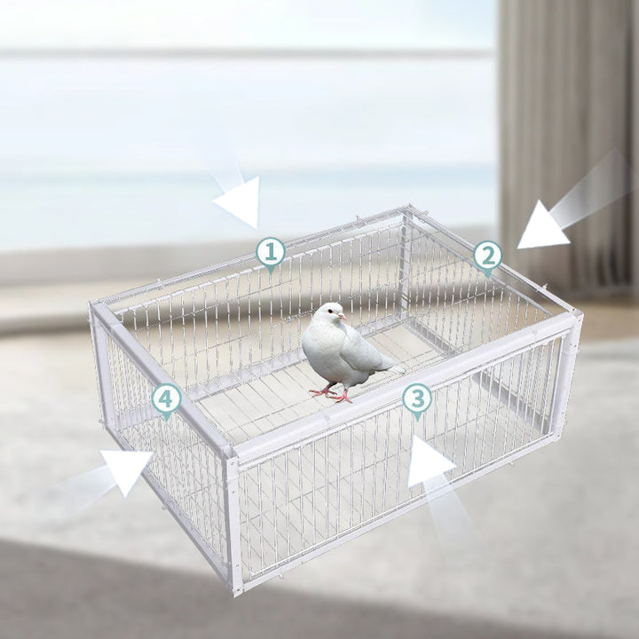 Effectieve vogelval met terugslagbeveiliging, speciaal voor humane aanpak van vogeloverlast in landbouwgebieden.
