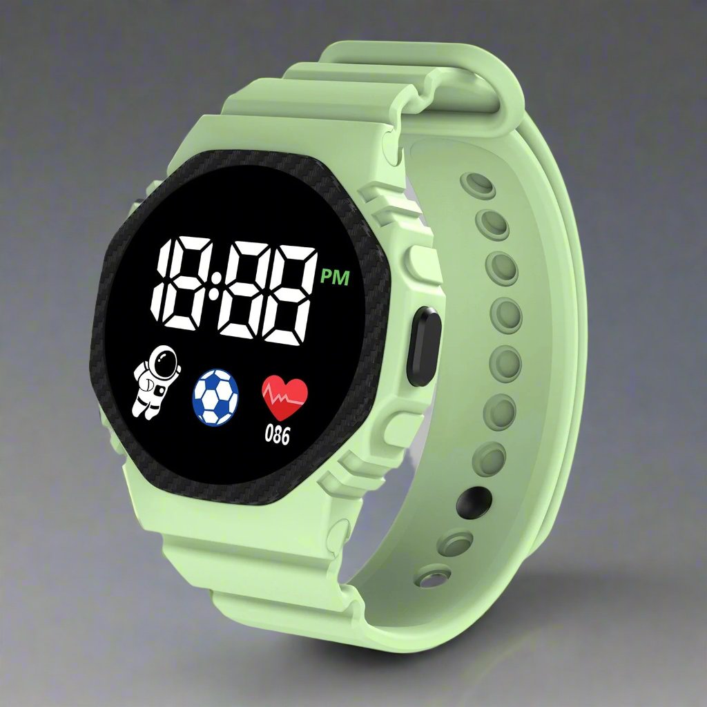 Vrolijk waterdicht digitaal meisjeshorloge, ideaal als kindercadeau, perfect voor sport en alle avonturen.