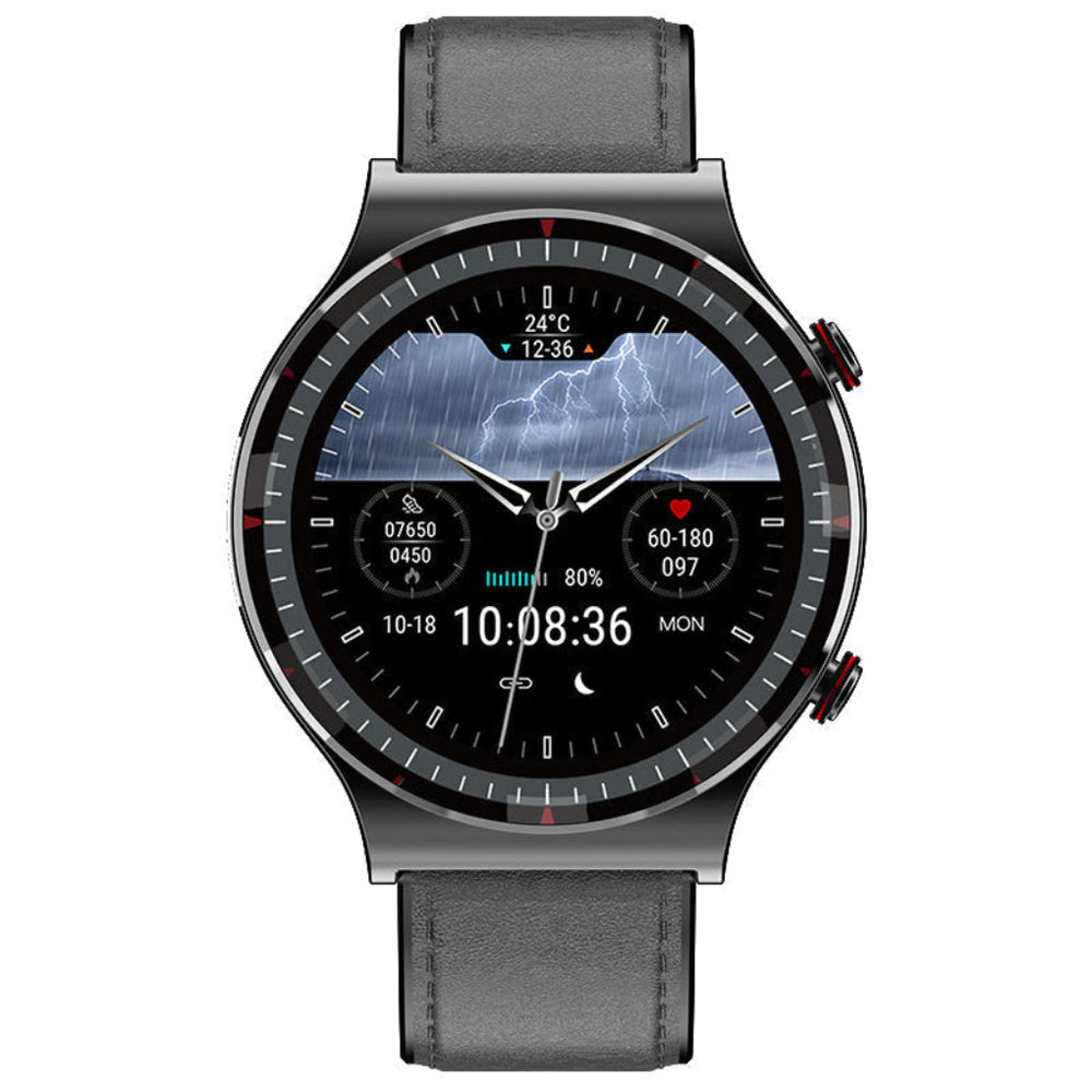Smartwatch met kaki band, IP67 waterbestendig, compatibel met Android & iOS, ideaal als Bluetooth sporthorloge.