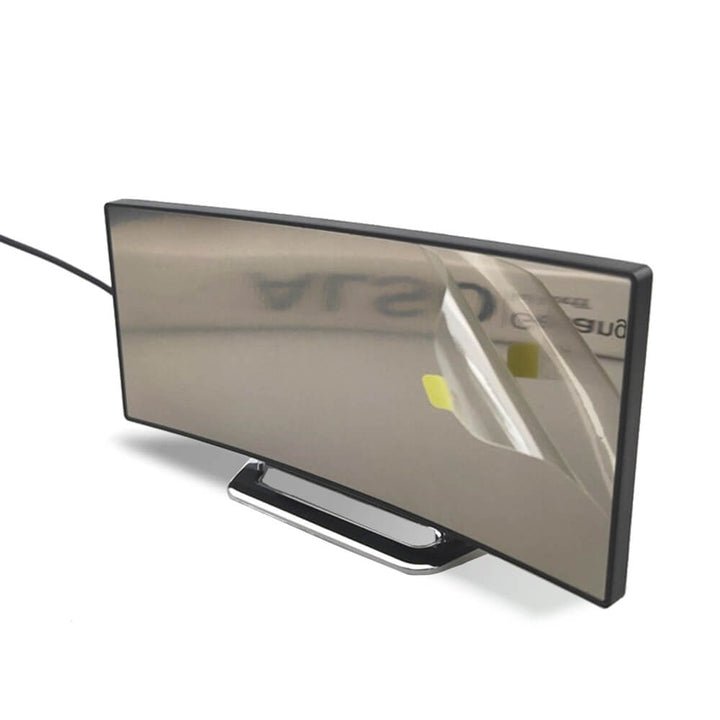 Gebogen LED wekker met digitale tijd, temperatuur en snooze functie, modern design voor interieur.