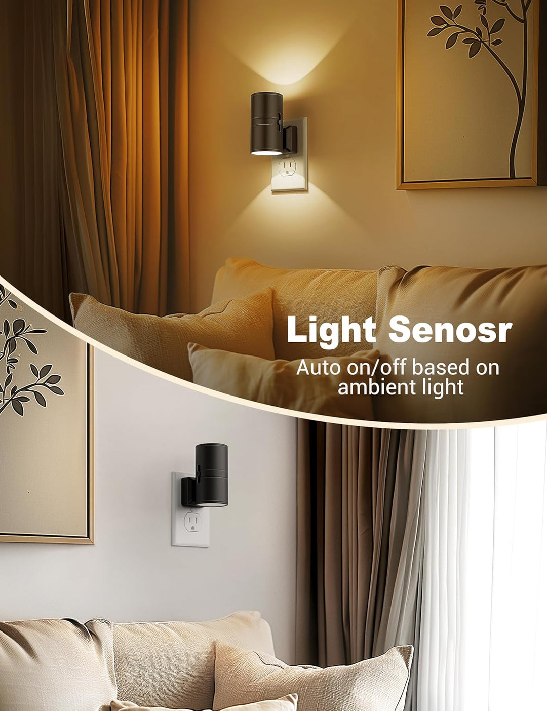 Sfeervolle dimbare LED nachtlamp, perfect voor slaapkamer of kinderkamer, met handige automatische schemersensor.