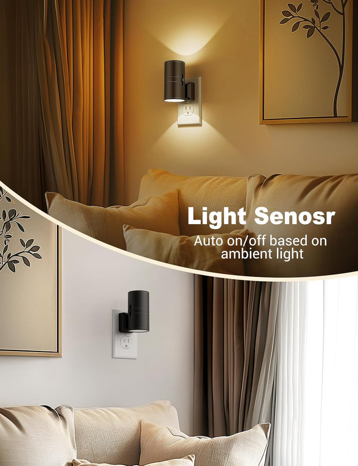 Sfeervolle dimbare LED nachtlamp, perfect voor slaapkamer of kinderkamer, met handige automatische schemersensor.
