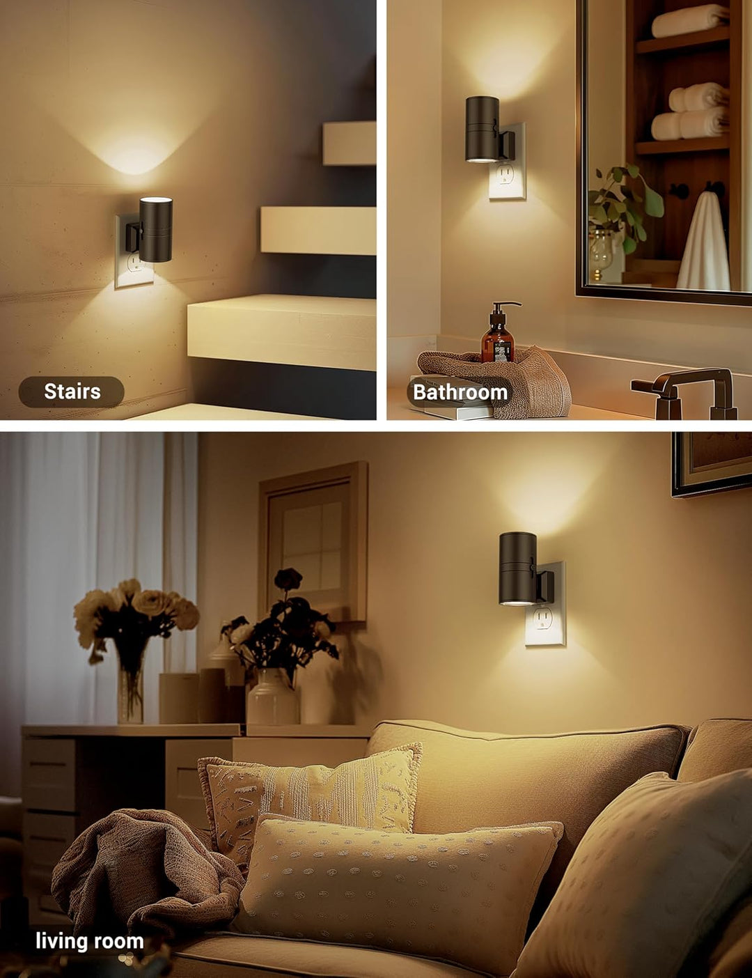 Energiezuinige dimbare LED nachtlamp met ingebouwde schemersensor. Plug & play binnenverlichting voor thuis.