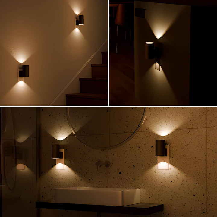 Moderne dimbare LED wandlamp. Zachte sfeerverlichting door schemersensor, ideaal voor hal of overloop.