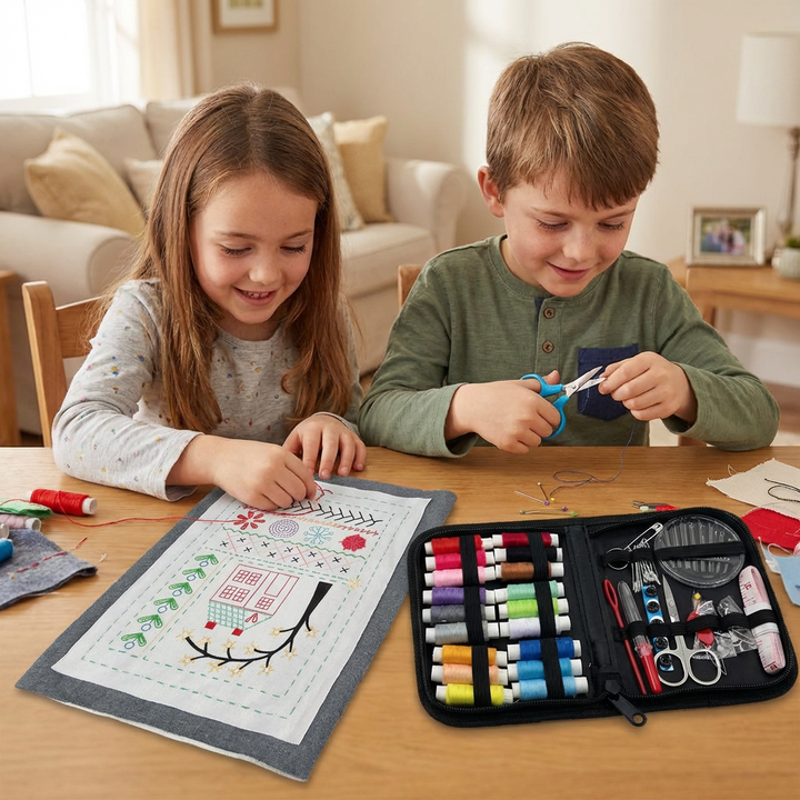 Creatieve kinder DIY knutselset: naaien leren met vilt en compleet naaipakket. Perfect voor spel.