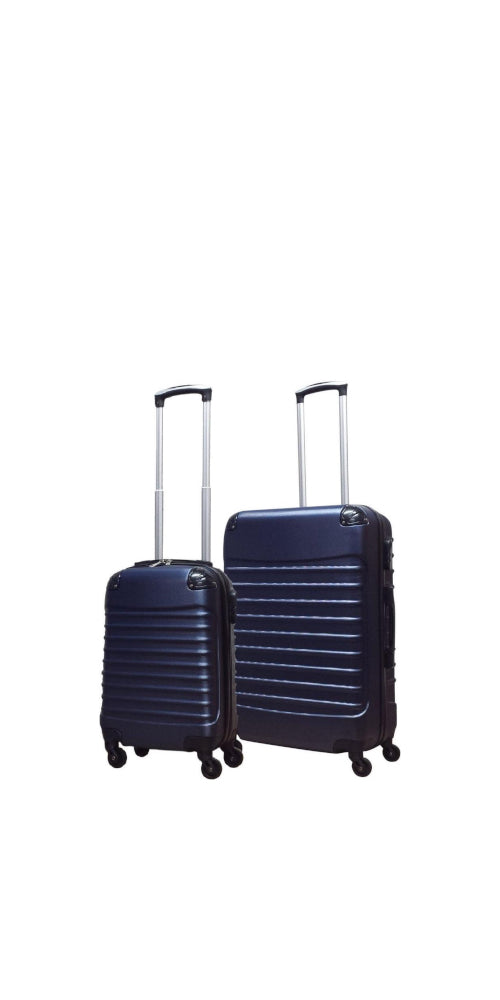 Donkerblauwe 2-delige ABS hardshell kofferset Palermo met 4 wielen voor stijlvol en veilig reizen.